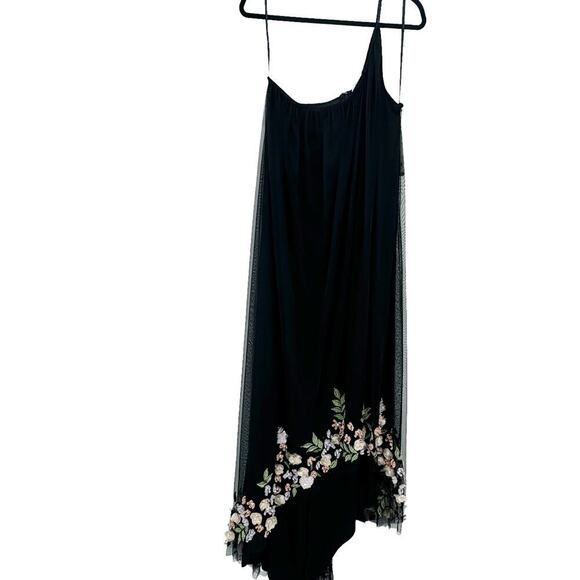 Mac Duggal Asymmetric Floral Chiffon High-Low Sleeveless Black Gown Size 10 NWT - Picture 7 of 13